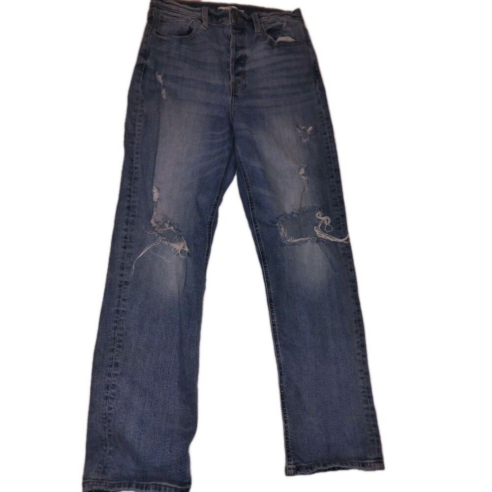 Willow And Root Jeans Womens 29 Blue High Rise Distressed Ankle Grunge Denim